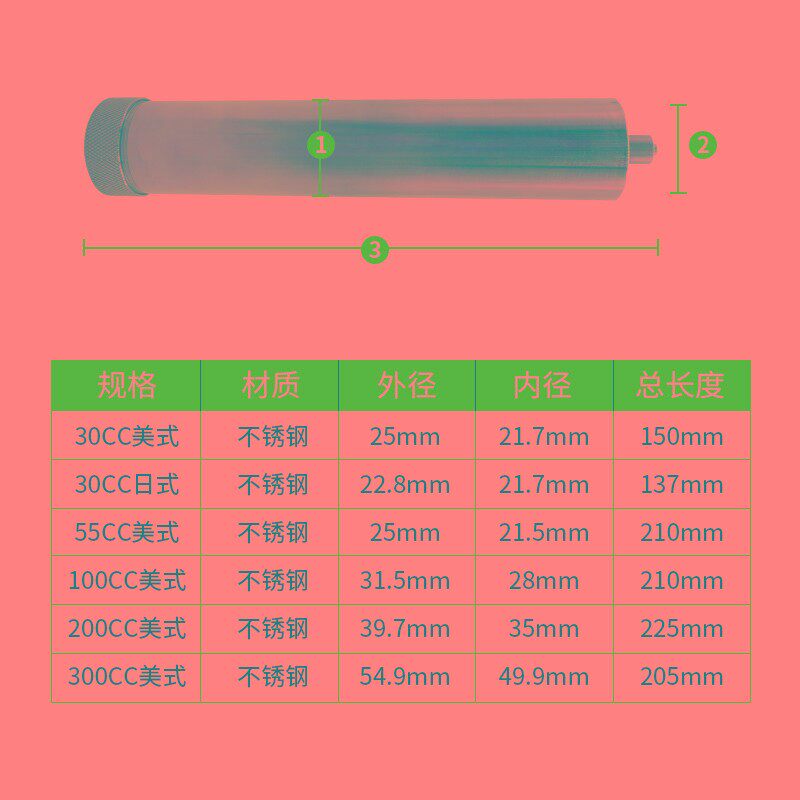 工业不锈钢针筒可加热滴胶针筒点胶针筒耐高温针筒不锈钢美式针筒