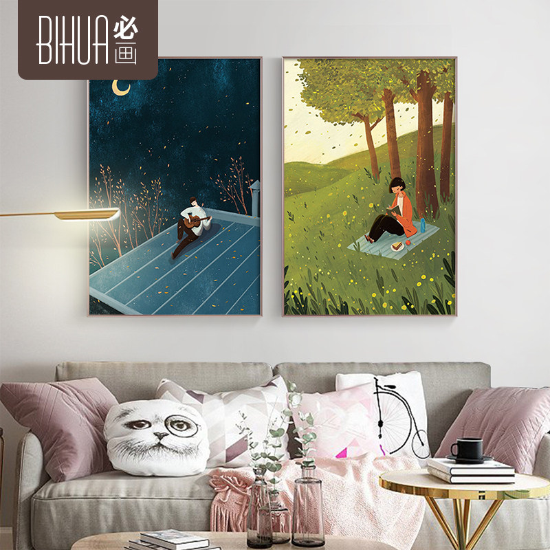 必画田园风格客厅装饰画乡间物语沙发背景墙画金属框书房卧室挂画