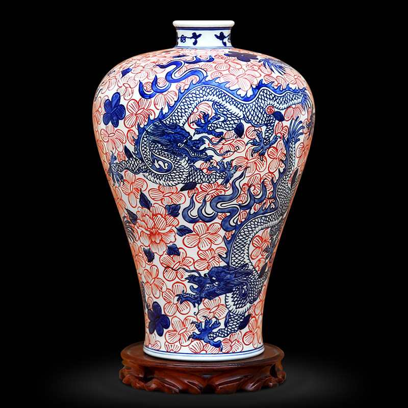 景德镇陶瓷器仿古中式花瓶青花瓷工艺品客厅茶室博古架艺术品瓷瓶