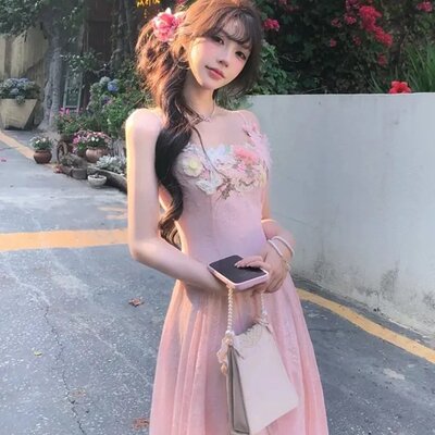 花园梦境2.0 夏季甜美温柔仙气收腰长款连衣裙R6092H