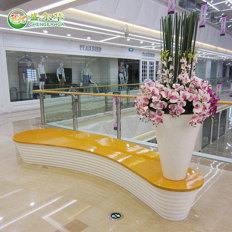 玻璃钢美陈花组合休闲座椅长凳现创意酒店商场公共休息等候椅