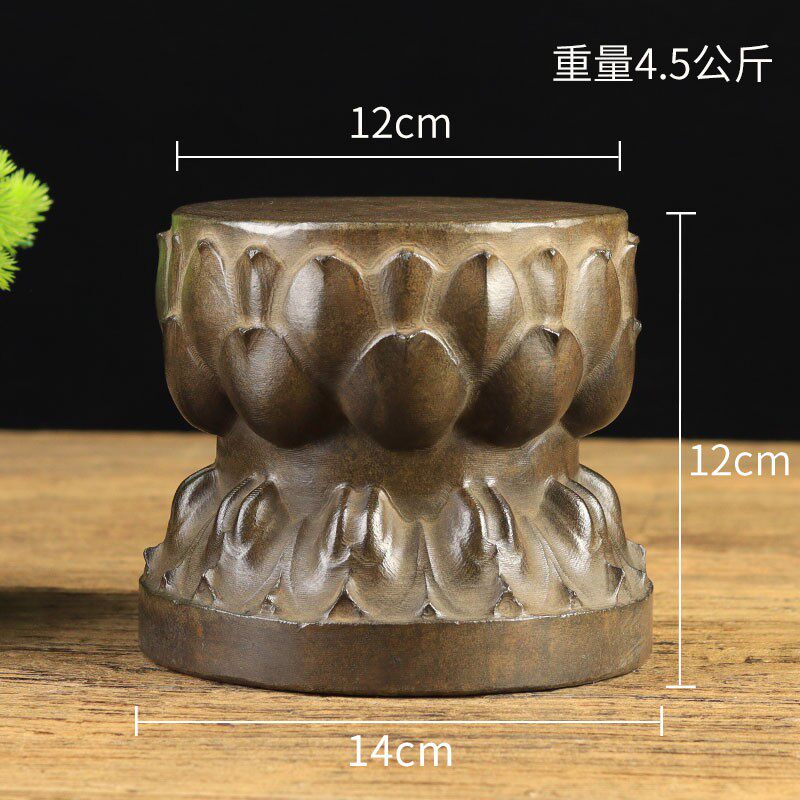 中式仿古老石头旧石墩青石雕刻莲花座石鼓立鼓摆件壶垫莲花台底座