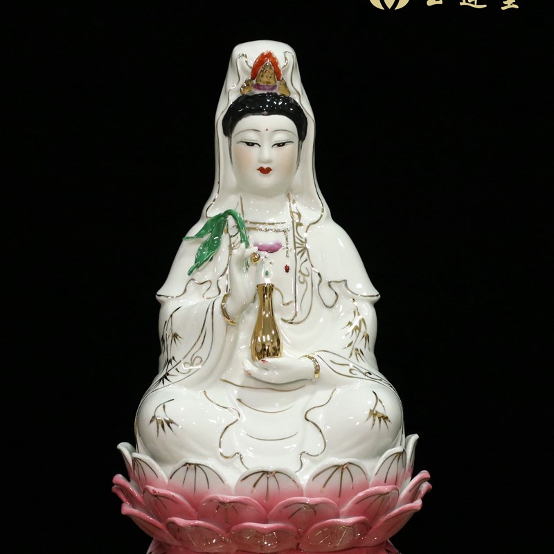 净瓶白玉观音观世音菩萨陶瓷佛像家居摆件