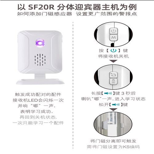 别动分体门铃门磁开门提示配件MHz433频率智能报警主机无线1527码