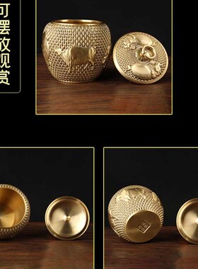 铜五牛茶叶罐摆件 铜茶叶罐摆件  铜储物罐摆件 铜带盖米缸摆件