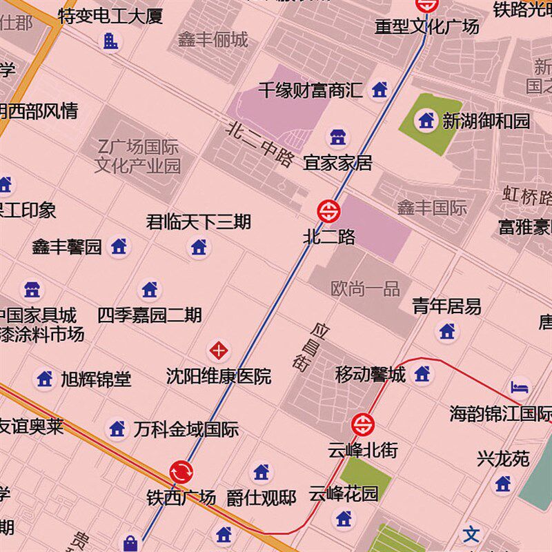 2024新款沈阳市区地图贴图办公室挂图高清防水超大装饰画定制