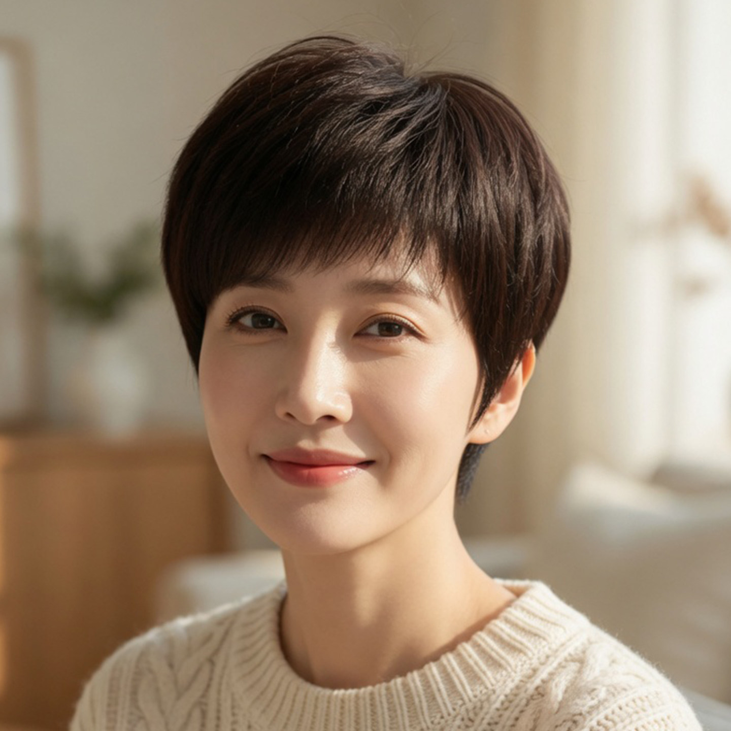 芙发真人发丝轻薄自然斜刘海