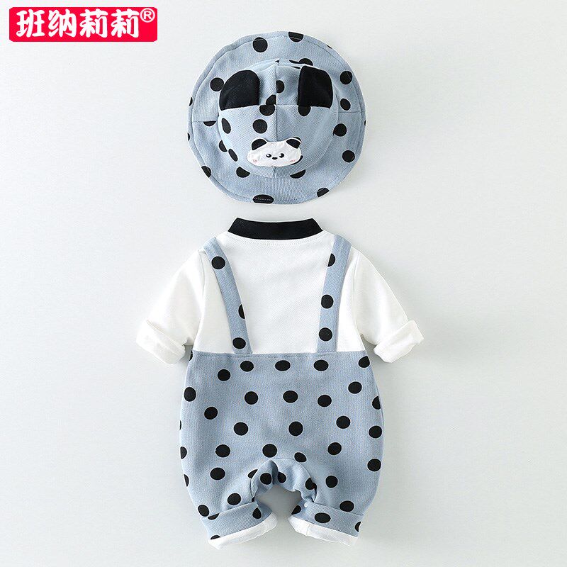 超萌婴儿衣服春秋套装宝宝秋装连体衣假两件洋气外出服秋季爬爬服