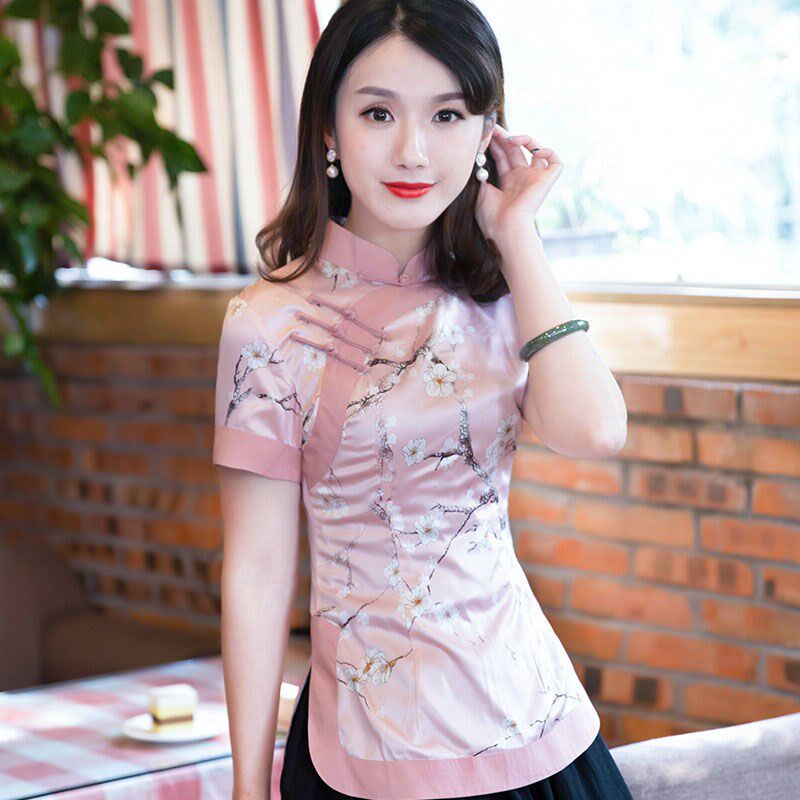 唐装女夏中国风旗袍上衣复古盘扣茶服女改良薄款时尚短袖中式上衣