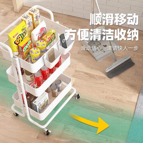 橱柜储物厨房衣柜多层置物架落地可移动小推车卫生间收纳架