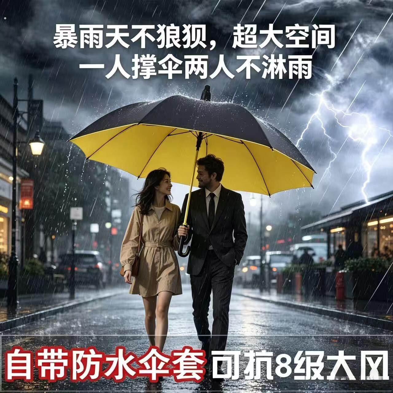 加大号24骨弯柄自动长柄雨伞加厚加固双人男士直杆伞女商务抗风暴