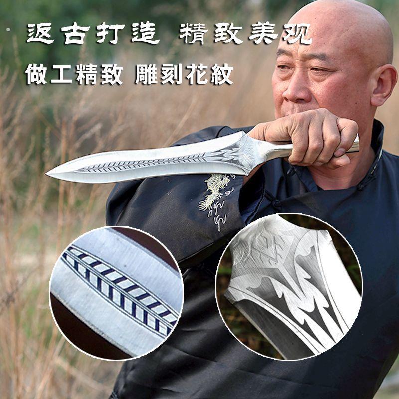 不锈钢长矛一体合二为一内螺纹可拆卸祖鲁锹矛头猪矛户外防身神器