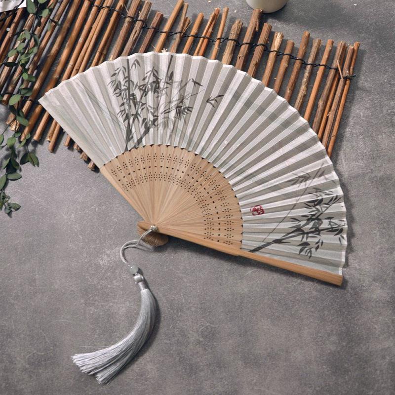 复古精品折扇 真丝扇子丝绸礼品折扇 高档古风舞蹈旗袍折扇