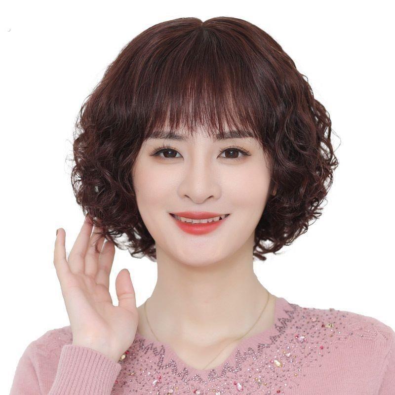 假发女短发全真发长卷发气质全头套中老年妈妈透气蓬松逼真发套