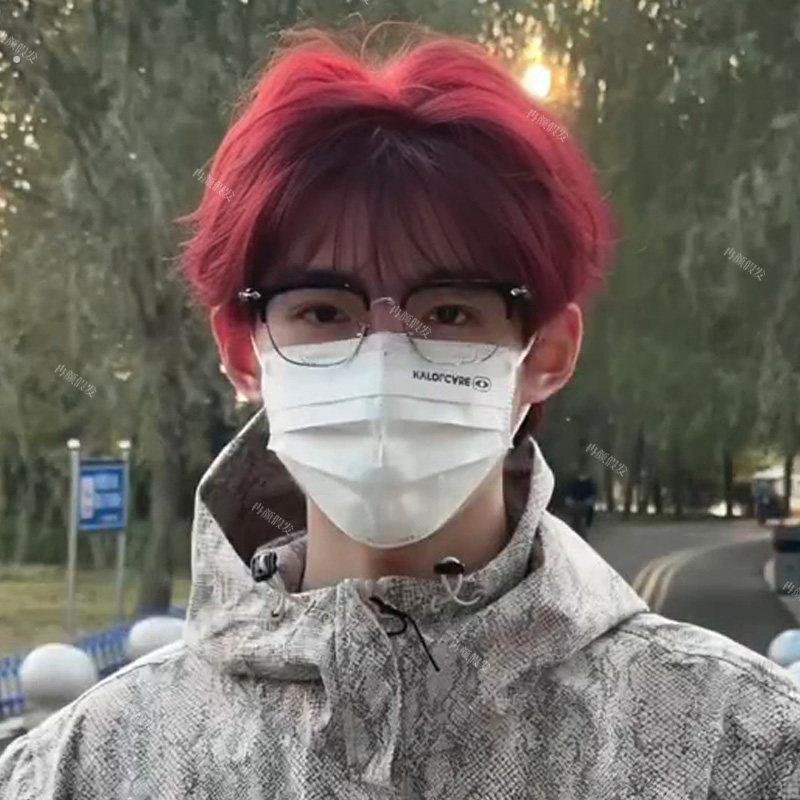 红色假发男韩版男生微分碎盖少年短发男款自然蓬松男士彷真全头套