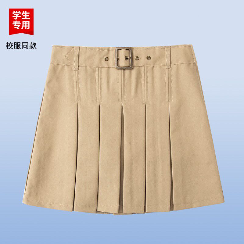 伊顿中小学生校服学院英伦风春夏季藏青卡其色透气短裙学校校服