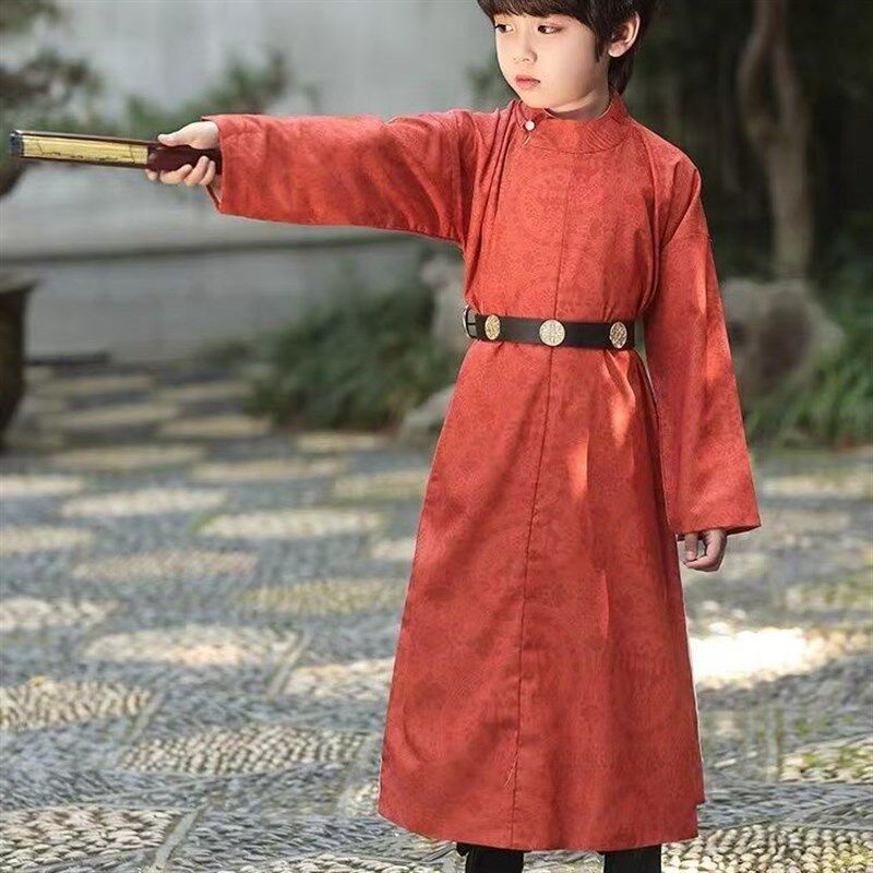 儿童汉服男童古风唐装小少爷唐制圆领袍李白古装中秋演出服春秋款