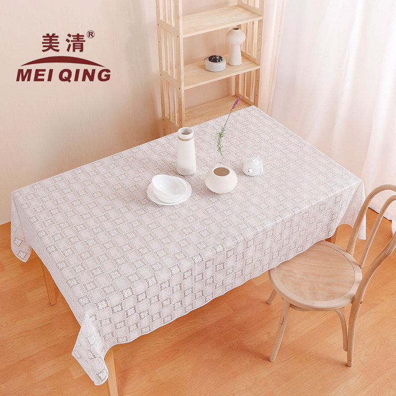 白色桌布长方形塑料蕾丝座布餐桌布白色桌垫台布pvc防水日式桌布