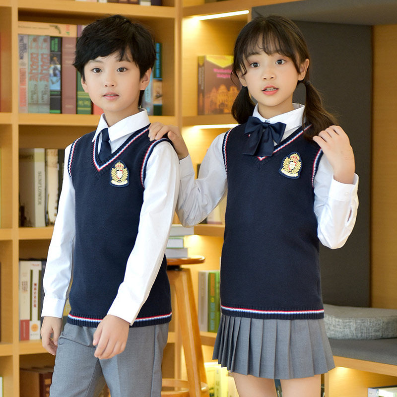 幼儿园园服春秋冬季男女童装学院风校服毛衣背心套装中小学生班服
