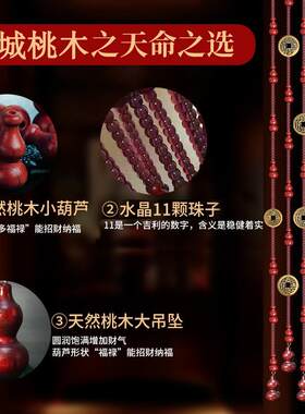 珠帘桃木葫芦格局门帘子隔断装饰帘卧室客厅玄关卫生间满穿免打孔