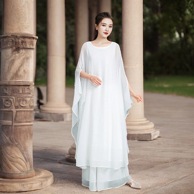 中国风改良汉服禅舞服装女三层套装茶仙女范飘逸新中式女装连衣裙