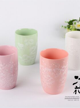 情侣漱口杯套装陶瓷宾馆刷牙杯酒店专用客房洗漱杯牙缸牛奶早餐杯