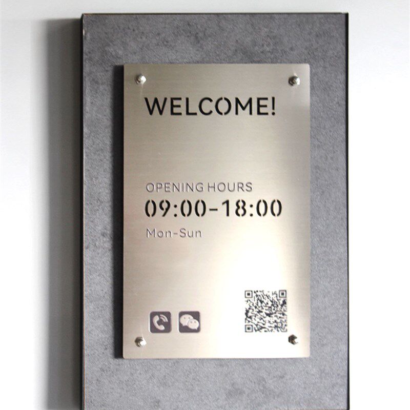 门店营业时间告示牌工作室门牌定制营业中电话号码二维码提示牌子