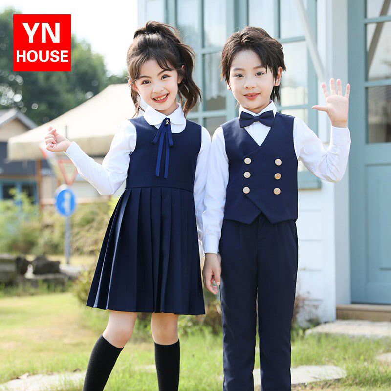 中小学生校服秋装套装英伦风男女童马甲连衣裙幼儿园园服儿童班服