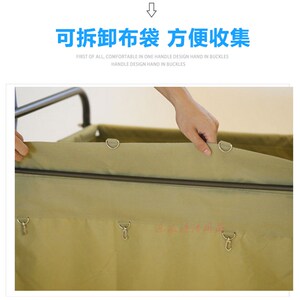 酒店专用布草车布袋子客房服务车不锈钢工作车洗衣房宾馆推车白云