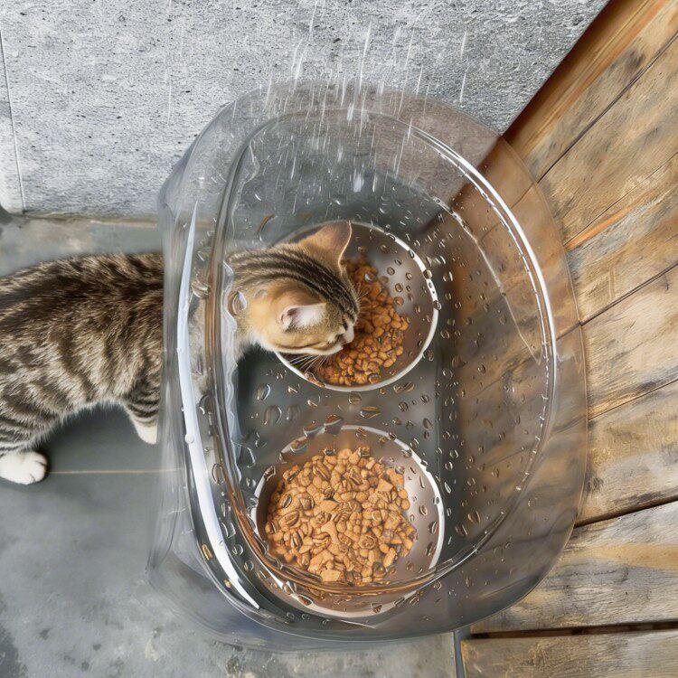 流浪猫户外窝透明喂食碗防雨棚防潮防蚁虫喂食器隐蔽环保猫狗通用