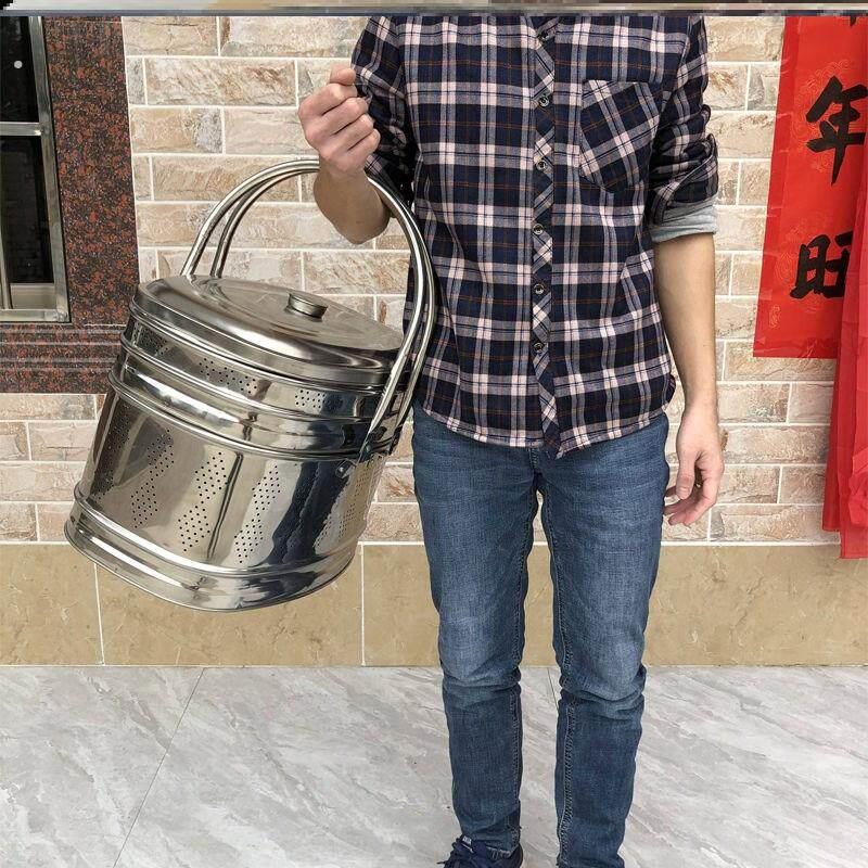 拜拜用的篮子不锈钢食盒多层手提送餐篮潮汕拜神篮子高档双层带盖