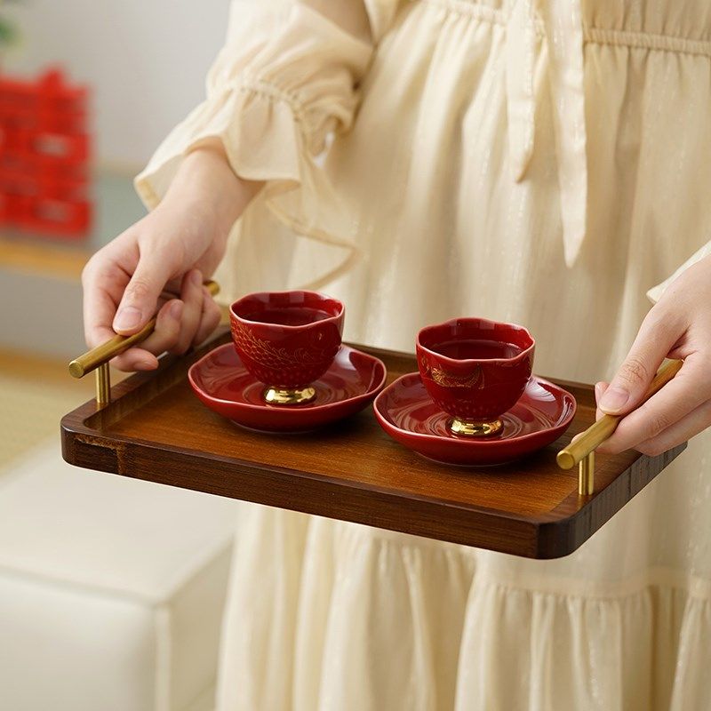 仲夏知己结婚敬茶杯套装一对改口主人杯敬酒喜杯新人陪嫁用品大全