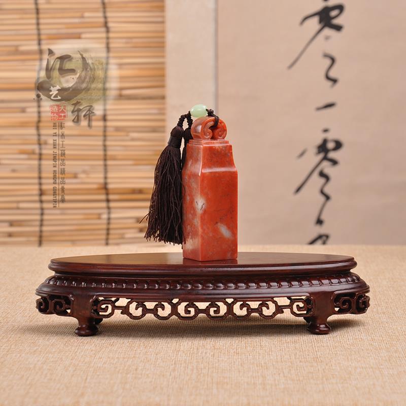 实木紫光檀明式整木椭圆鼻烟壶摆件底座托架茶壶奇石玉器盆景底座