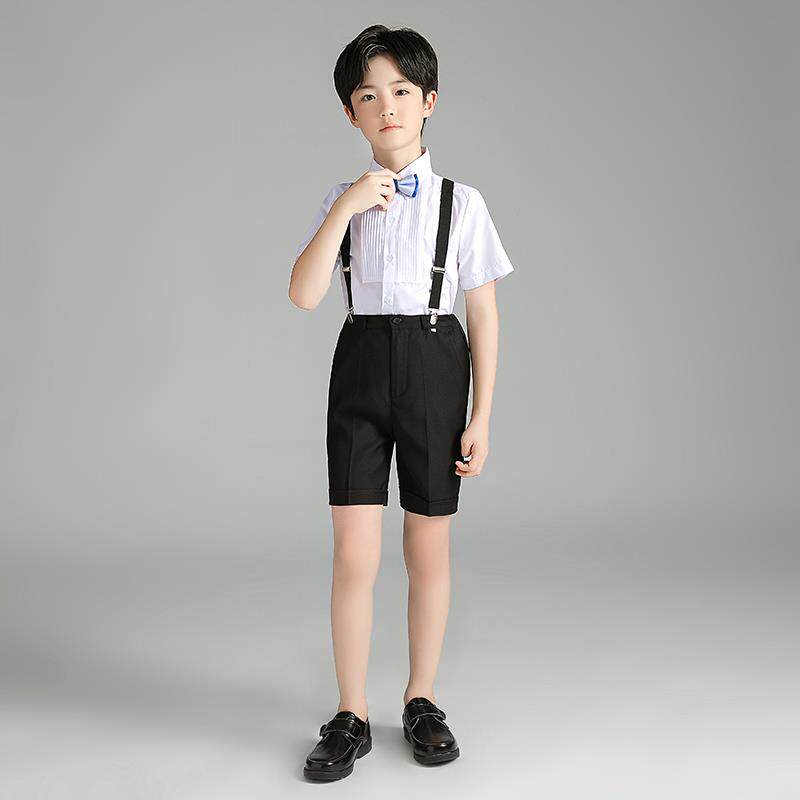 六一演出服儿童礼服男童钢琴演奏背带短裤合唱套装小花童主持人夏