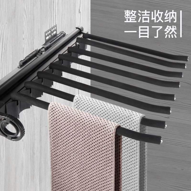阻尼缓冲伸缩衣柜内置侧装裤架推拉西裤抽家用多功能顶装挂裤子架