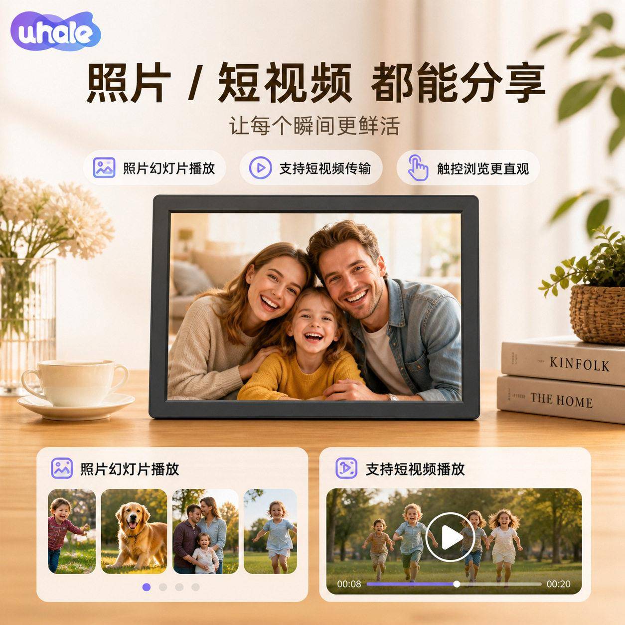 WIFI数码相框新款10寸清电子相册跨境圣诞礼品触摸重力感应