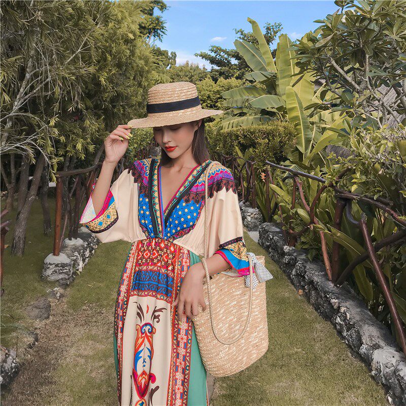 柬埔寨连衣裙青海西藏旅行女装云南丽江大理拍照裙子旅游长裙