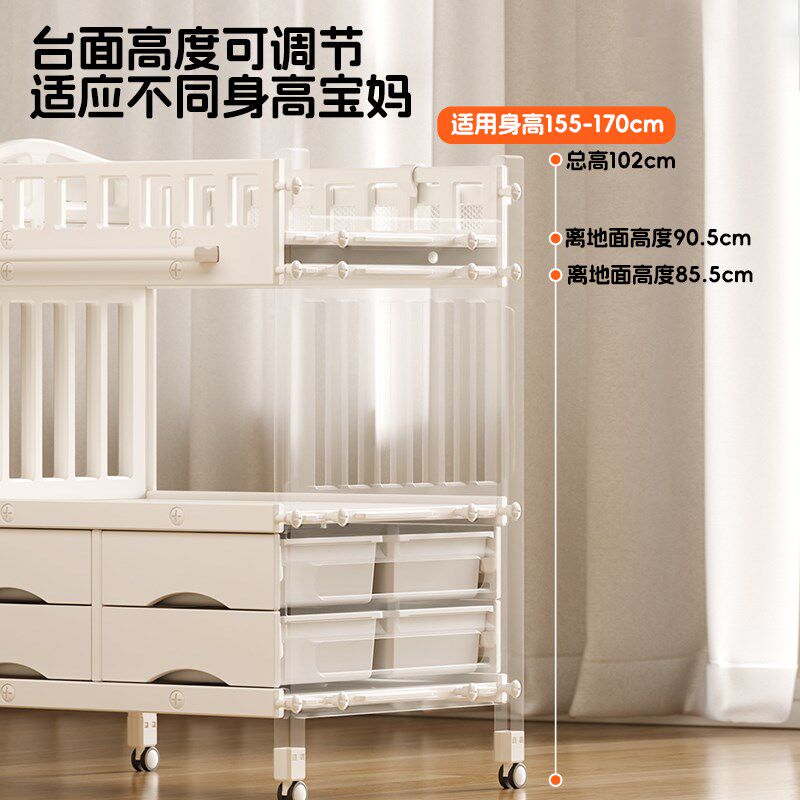 婴儿尿布台宝宝抚触护理台洗澡一体换尿布可移动新生儿洗浴婴儿床