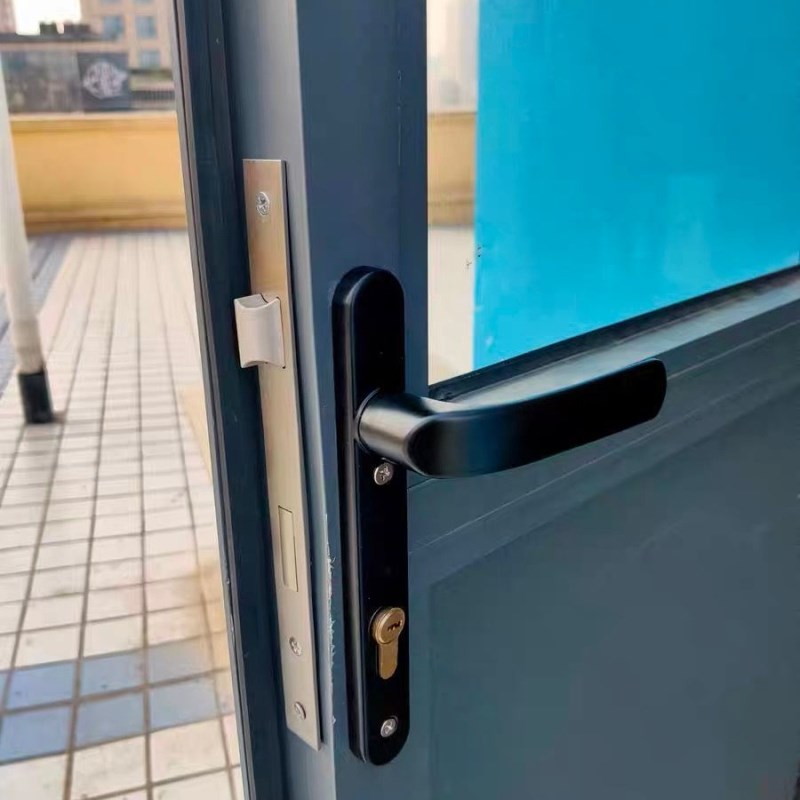 断桥新款金色铝合金门锁面板塑钢门窗执手锁通用型85系列和92