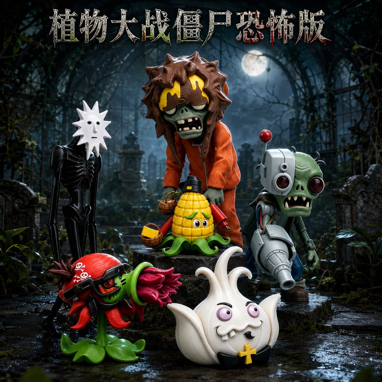 植物大战僵尸恐怖版手办游戏道具摆件卡通动漫新款玩具模型3D打印