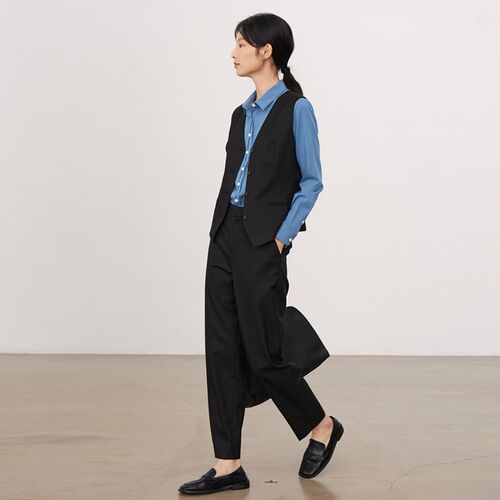 宿色西装马甲女款衬衫叠穿2024新款春秋职业正装马夹套装工作服