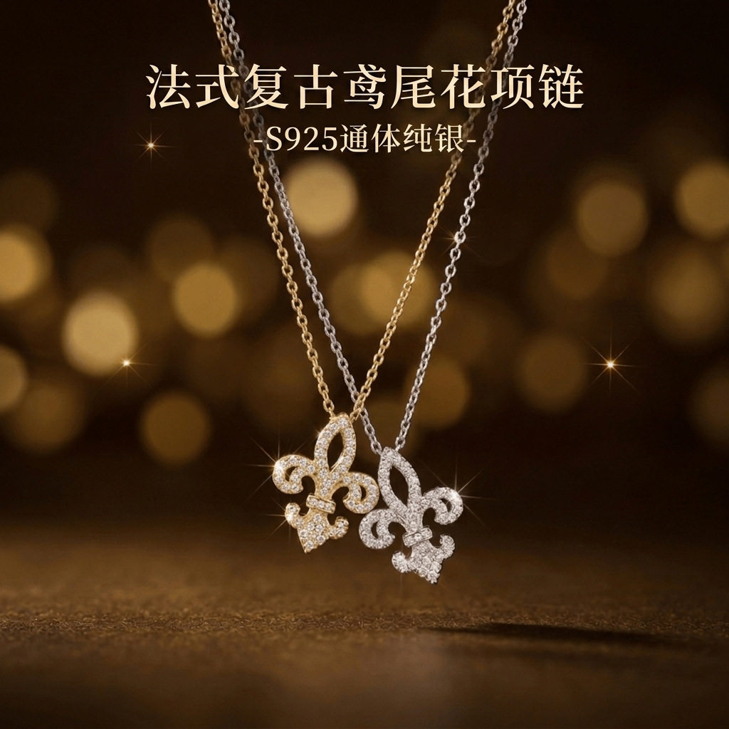 饰柿如意S999纯银轻奢锆石锁骨链