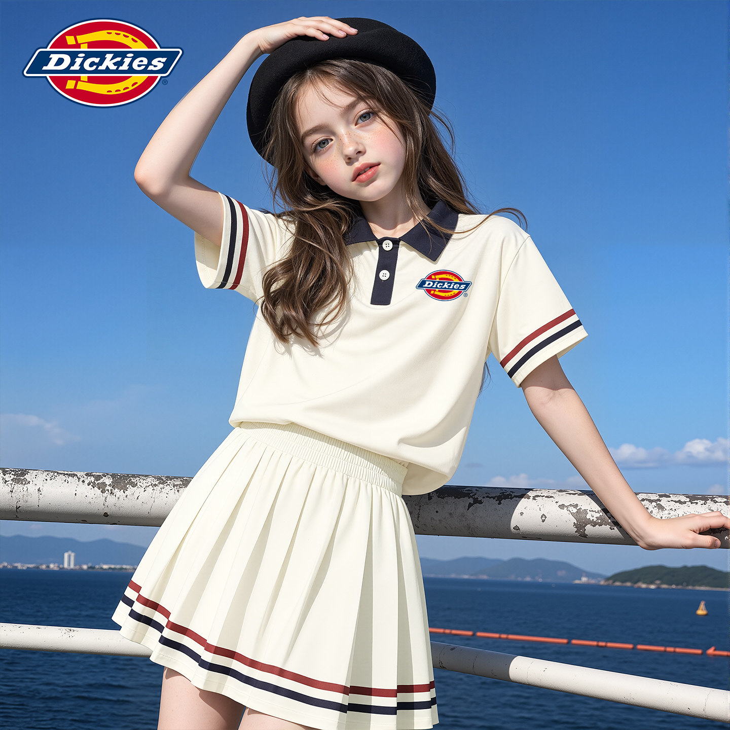 Dickies女童速干套装夏季薄款2026新款女宝洋气运动短袖儿童短裙