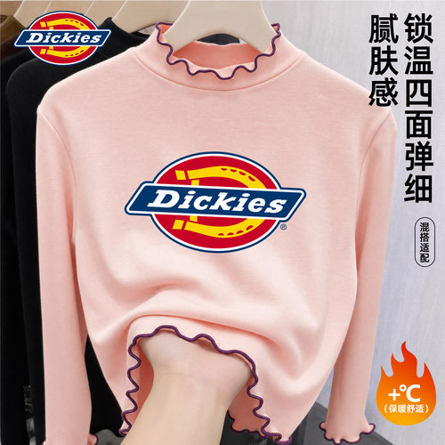 Dickies女童上衣2026新款秋冬款女孩长袖t恤冬装荷叶边儿童打底衫