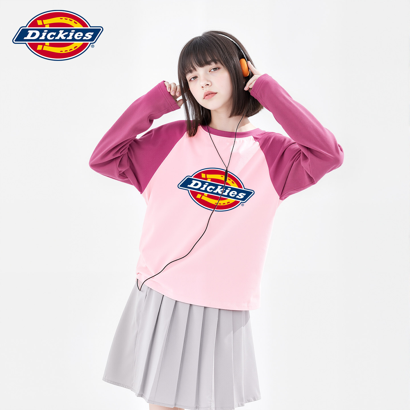 Dickies女童长袖t恤秋季2026新款女孩打底衫纯棉上衣洋气儿童秋装