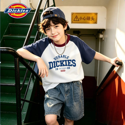 Dickies男童学院风短袖夏季2026新款儿童薄款t恤运动男孩宽松衣服