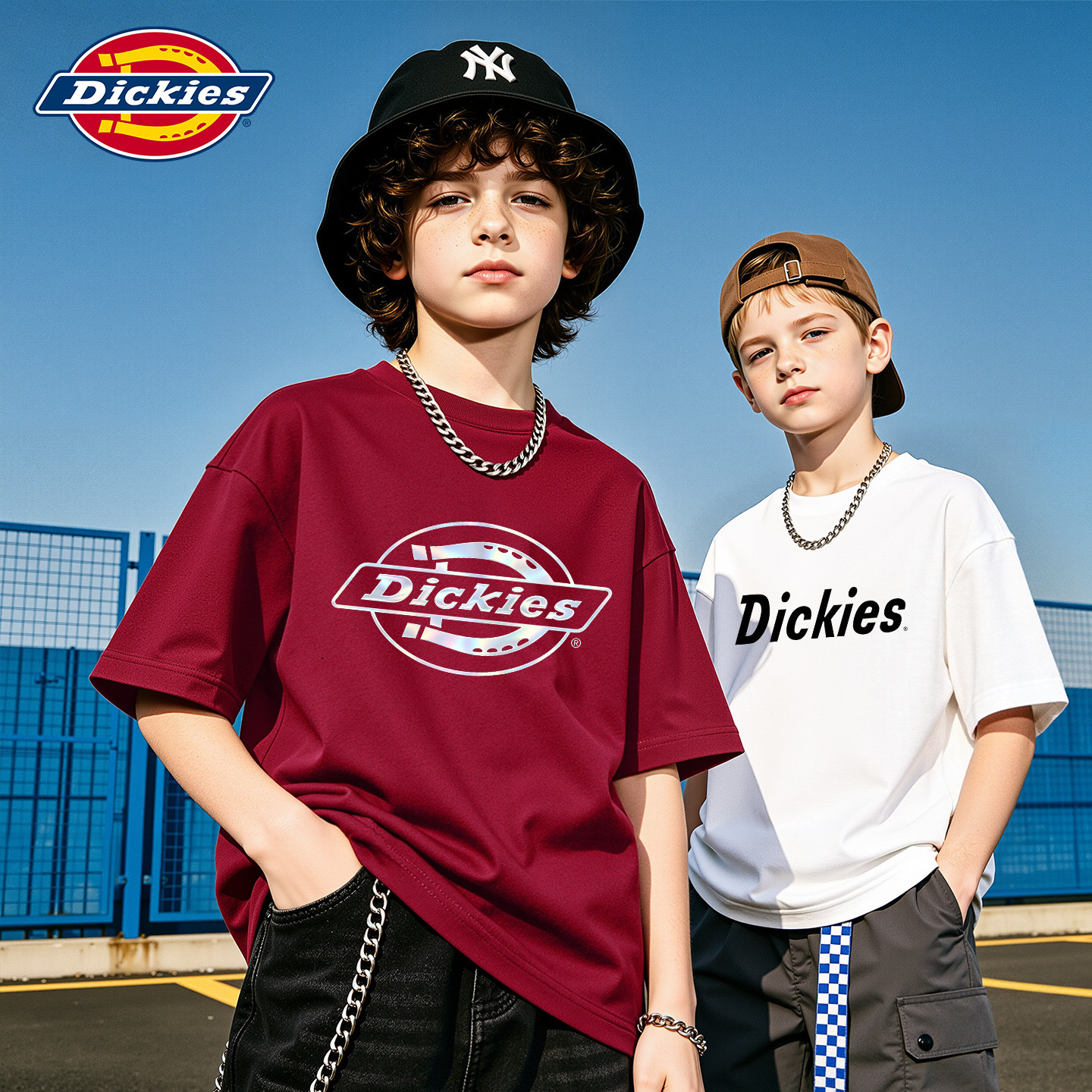 Dickies男童短袖夏季2026新款童装男孩半袖美式复古儿童t恤夏薄款
