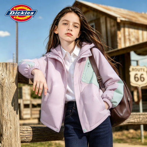 Dickies童装女童羽绒服2026新款冬季儿童鹅绒外套小女孩保暖冬装