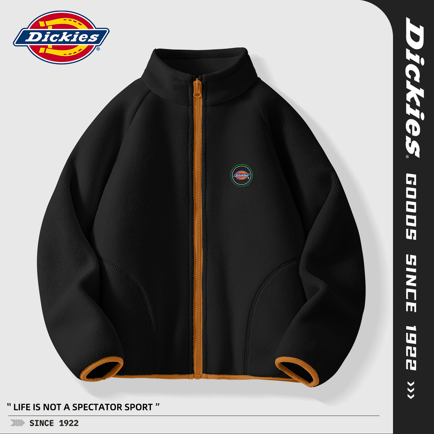 Dickies男童秋装外套2026新款儿童校服神器内胆男孩摇粒绒上衣黑