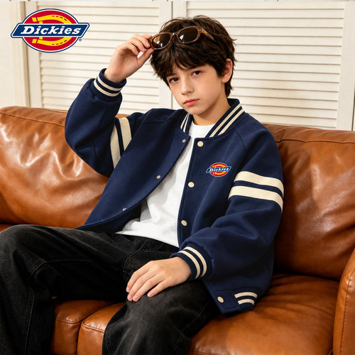 Dickies男童宽松外套学院风2026新款春秋儿童棒球服夹克男孩秋装